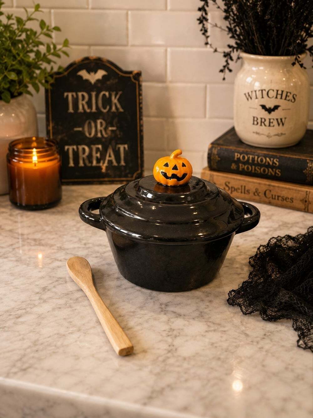 New Black Halloween Pumpkin Mini Baker W/ Spreader Party BBQ Kitchen
